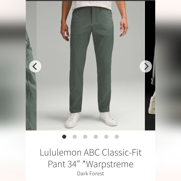 NWT Lululemon ABC ClassicFit 34L Warpstreme Men's Pants - Dark Forest